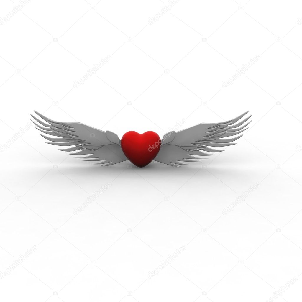 Love Red Heart With Wings