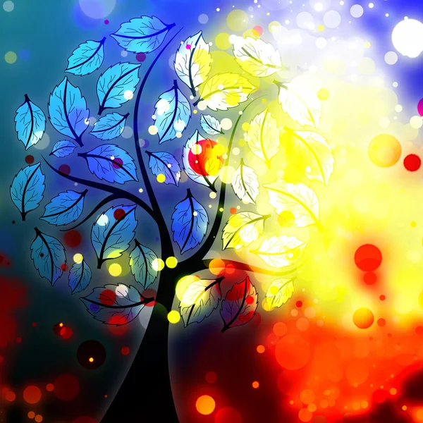 Lichte bloei boom sparkles achtergrond — Stockfoto