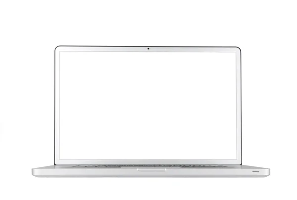 Laptop Com Uma Tela Branca Isolada Fundo Branco — Fotografia de Stock
