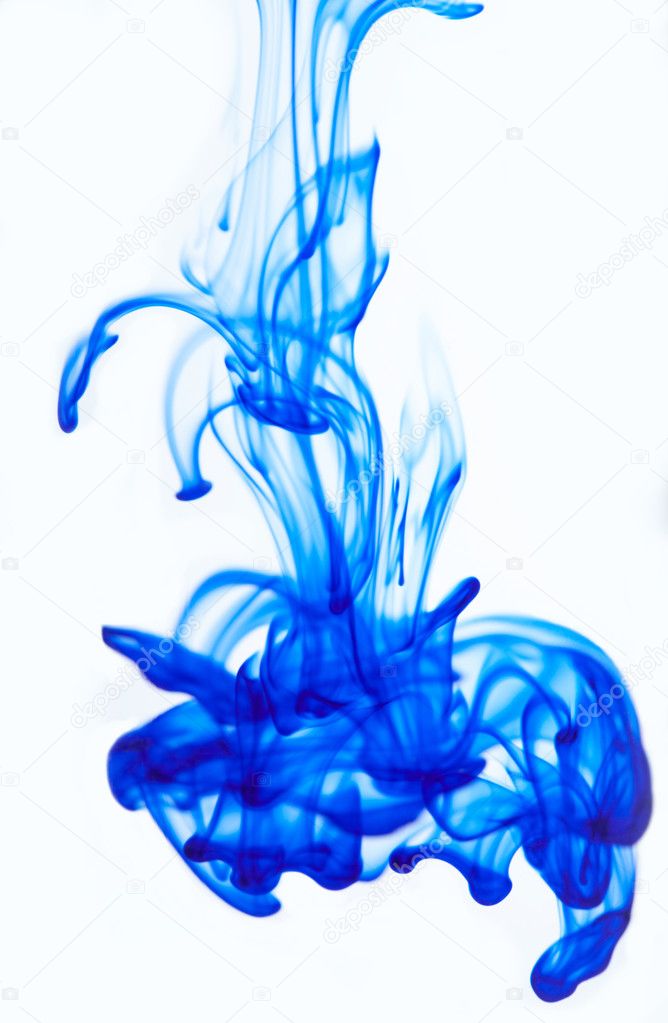 Blue ink in water