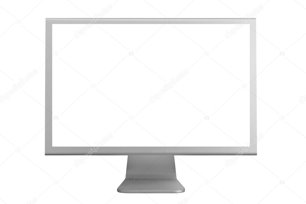 Monitor with a white screen isolated on a white background