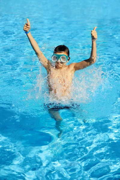 stock image Boy in a swimming pool