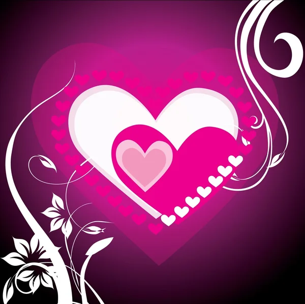 Valentine Hintergrund mit Herzen und floralen — Stockfoto