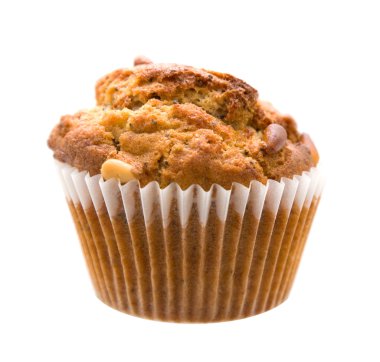 pinenut ve haşhaş muffin, üzerinde beyaz izole