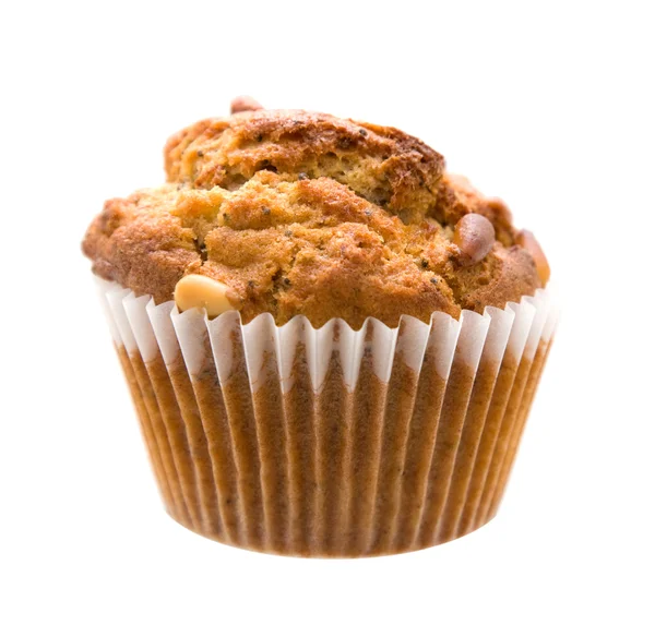 Pinenut en magenta muffin, geïsoleerd op wit — Stockfoto