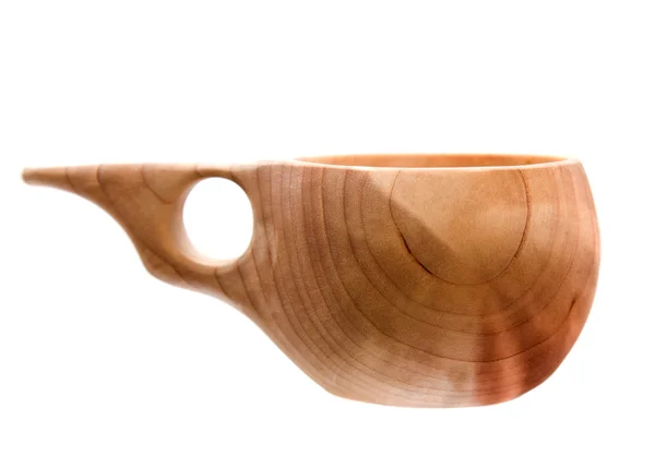 Kuksa - tradiční finské (lapish) dřevěných pohárech, izolovaných na whi — Stock fotografie