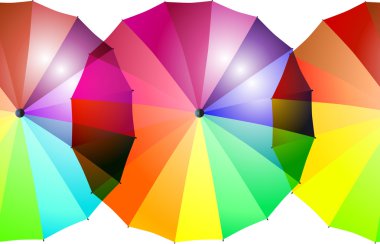 Repeatable rainbow-colored umbrella border clipart