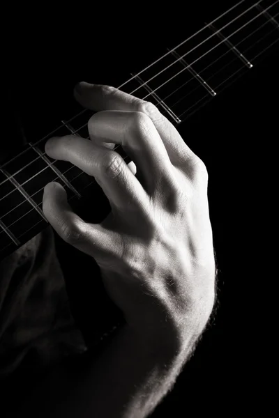 Dominanter Septakkord Auf Der Gitarre Getöntes Monochromes Bild — Stockfoto