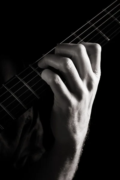 Séptimo Acorde Dominante Guitarra Eléctrica Imagen Monocromática Tonificada —  Fotos de Stock