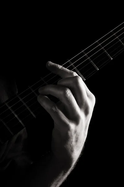 Moll Akkord Auf Gitarre Getöntes Monochromes Bild — Stockfoto