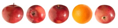 Apples and orange, isolated clipart