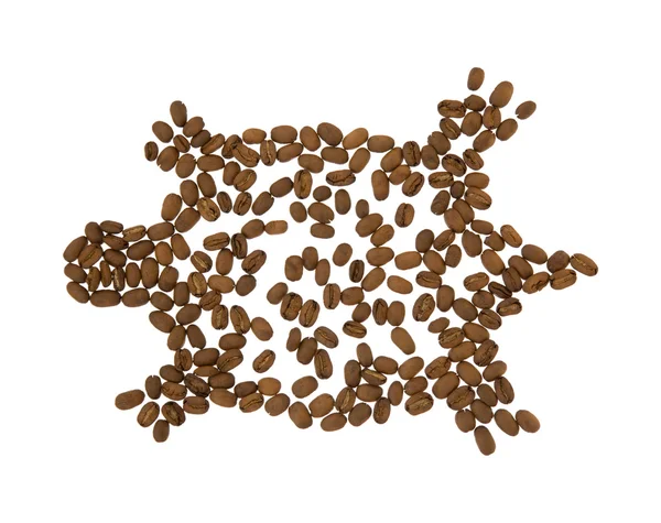 咖啡艺术-乌龟形状的咖啡豆;白色背景上孤立 — 图库照片