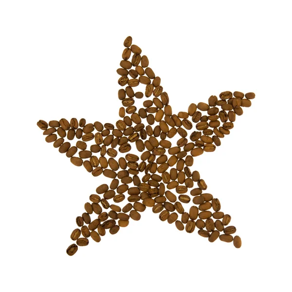Kávé Art Tengeri Csillag Készült Kávébab Elszigetelt Fehér Background — Stock Fotó