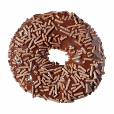 Chocolate doughnut, sprinkles and iscing, isolated clipart