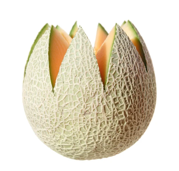 Cantaloupe Melon Top Cut Away Flower Shape Isolated — Stock Photo, Image