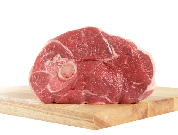 What Shall Leg Lamb Wooden Chopping Board Isolated White Background — Stock Photo, Image