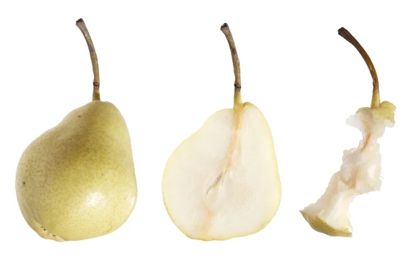 Trois étapes de manger des poires — Photo