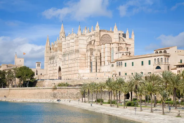 Palma de Maiorca; vista sobre a água característica towars a catedral — Fotografia de Stock