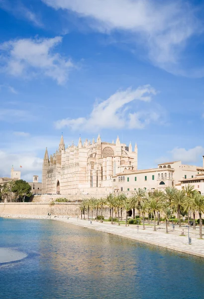 Palma Mallorca Vista Sobre Agua Hacia Catedral Seu — Foto de Stock