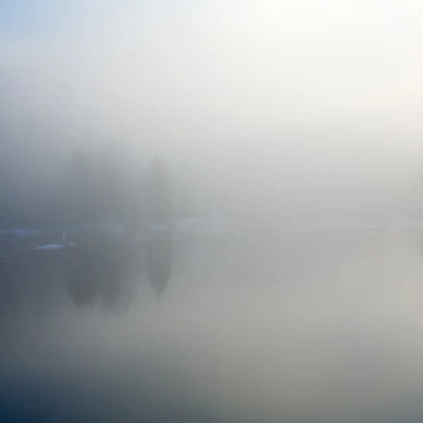 Pale Square River Frosty Mist — Stock Photo, Image
