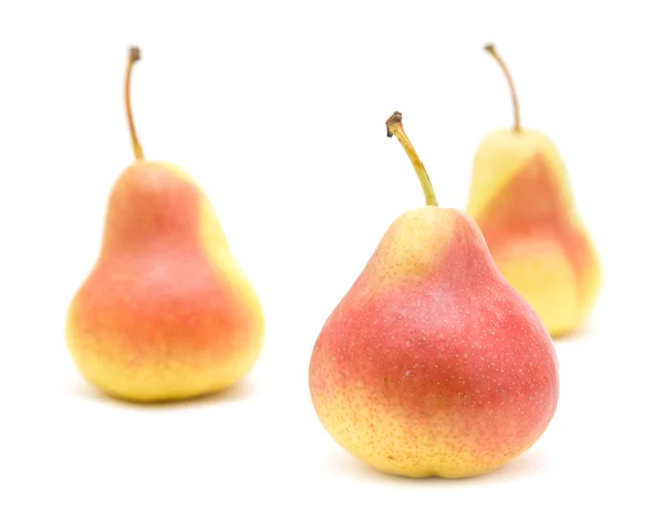 stock image Ripe yellow and red pears isolated on white background