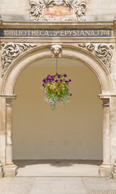 Central arch in the collonade of Library Building of Magdelene C clipart