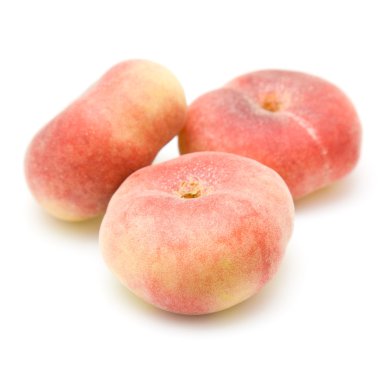 Donut peaches isolated on white (Paraguayos; Saturn Peaches; Chinese Flat P clipart