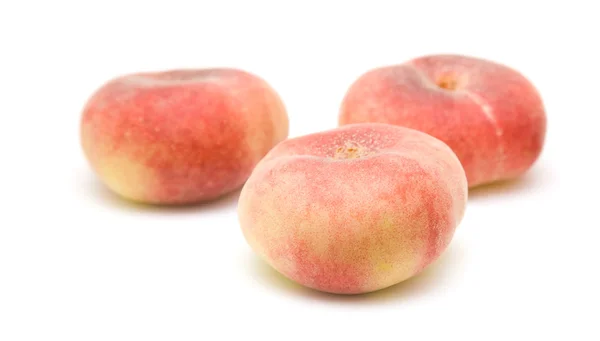 Donut Peaches Isolated White Paraguayos Saturn Peaches Chinese Flat Peaches — Stock Photo, Image