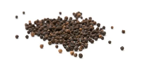 Black peppercorns isolated on white background — Stock Photo, Image