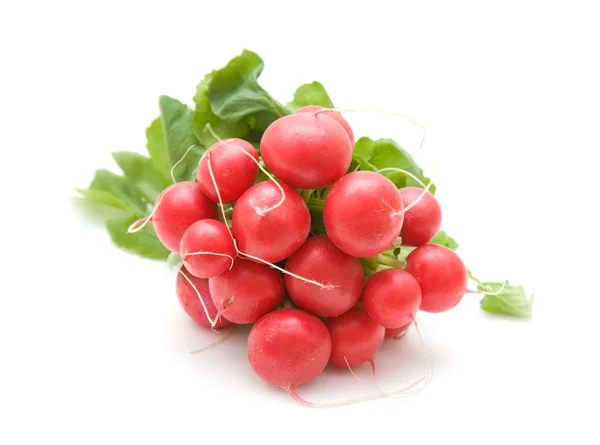 Bunch of fresh red radishes isolated on white background — Stock Photo, Image