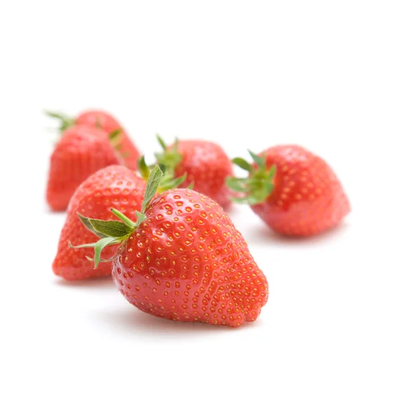 Φρέσκο Κόκκινο Ώριμες Φράουλες Που Απομονώνονται Λευκό Φόντο — Φωτογραφία Αρχείου