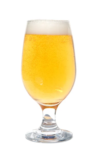Čerstvě Natočeného Piva Sklenici Izolované Bílém — Stock fotografie