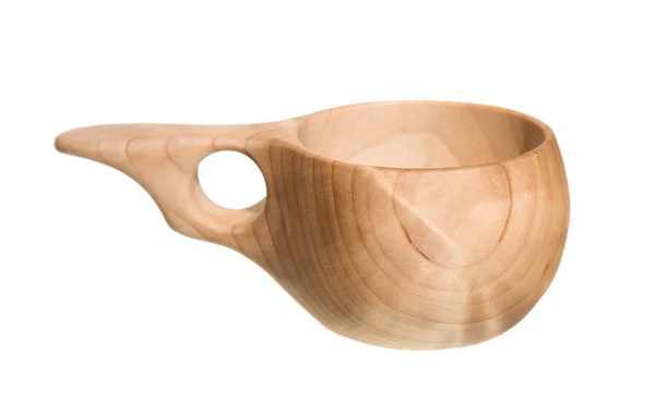 Kuksa Traditional Lapish Drinking Wooden Cup Isolated White — Stock Photo, Image