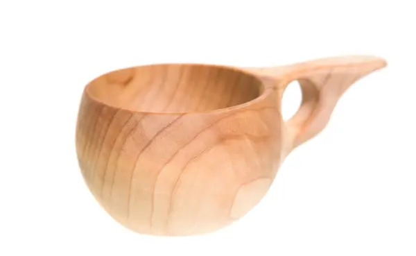 Kuksa Traditional Lapish Drinking Wooden Cup Isolated White — Stock fotografie
