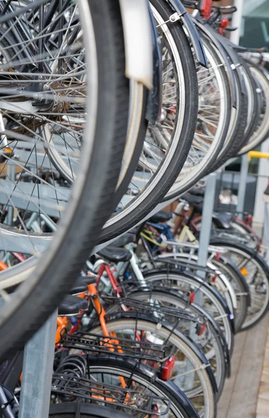 stock image Green transport - tow-tiered bike storage in Denmark