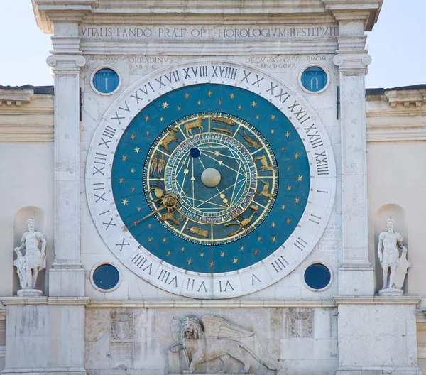 Astronomical clock in Padua; earliest of its kind; Libra sign mi — Stock Photo, Image