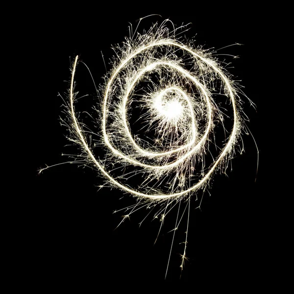Spiral drawing with a sprkler trail — Stock Photo, Image