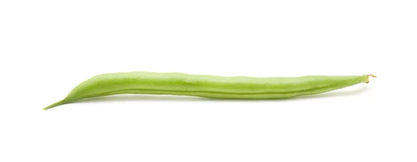 Einzelne Schote grüner Bohnen isoliert auf weißem Hintergrund — Stockfoto
