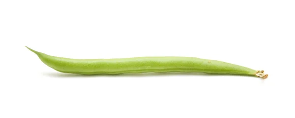 Una vaina de frijol verde aislada sobre fondo blanco ; — Foto de Stock