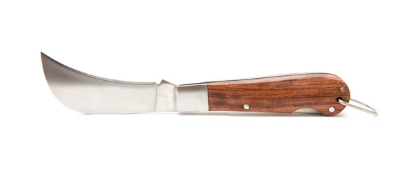 Old-fashioned curved pruning gardening knife; — Stock Photo, Image