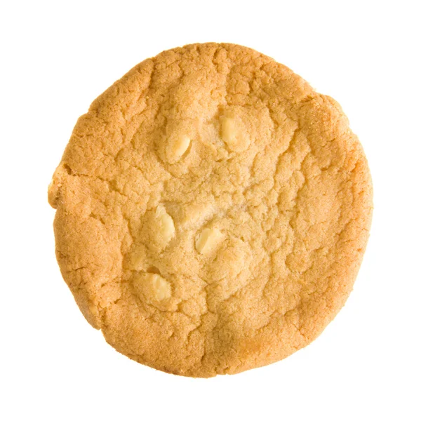 Witte chocolade chip; cookie geïsoleerd op witte achtergrond; — Stockfoto