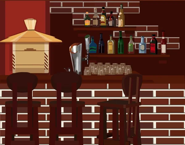 stock vector Bar counter against a brick wall