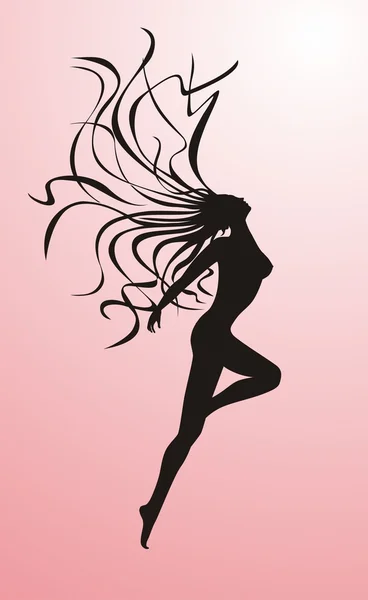 Weibliche Silhouette Auf Rosa Hintergrund — Stockvektor