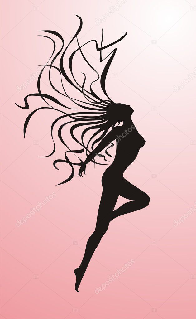 Female silhouette on a pink background