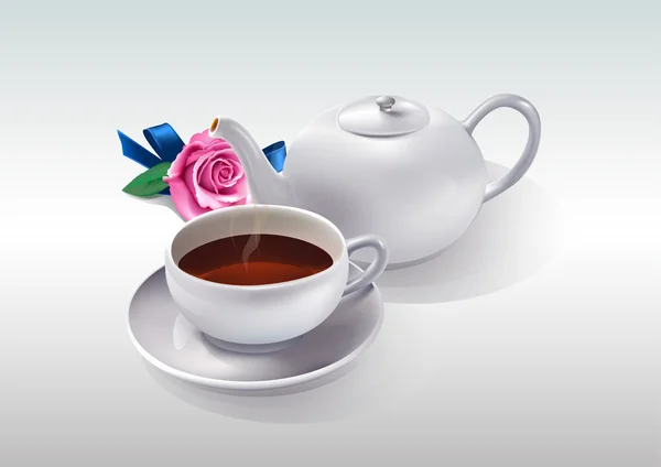 Te och blomma — Stock vektor