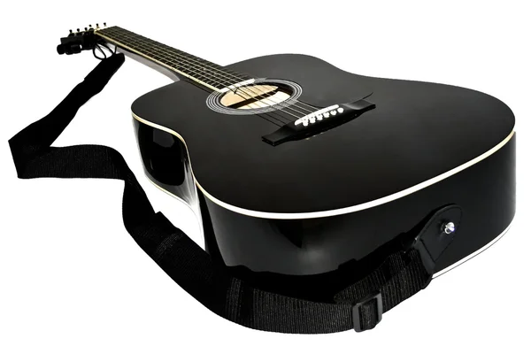 Guitarra preta com branco — Fotografia de Stock
