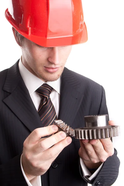 Engineer with gears — Stock Photo, Image