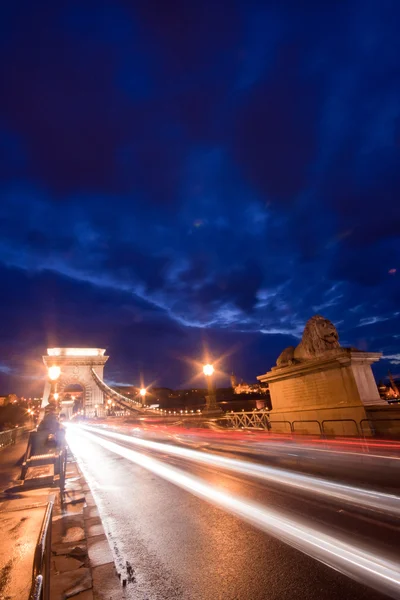 Budapest Night Chain Bridge — Stock Photo, Image