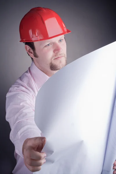 Young Construction Engineer Surveying Open Project — Stock Photo, Image