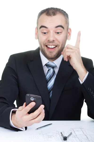 Affärsman med hjälp av sin mobiltelefon — Stockfoto